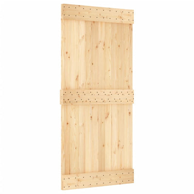 Sliding Door with Hardware Set 95x210 cm Solid Wood Pine