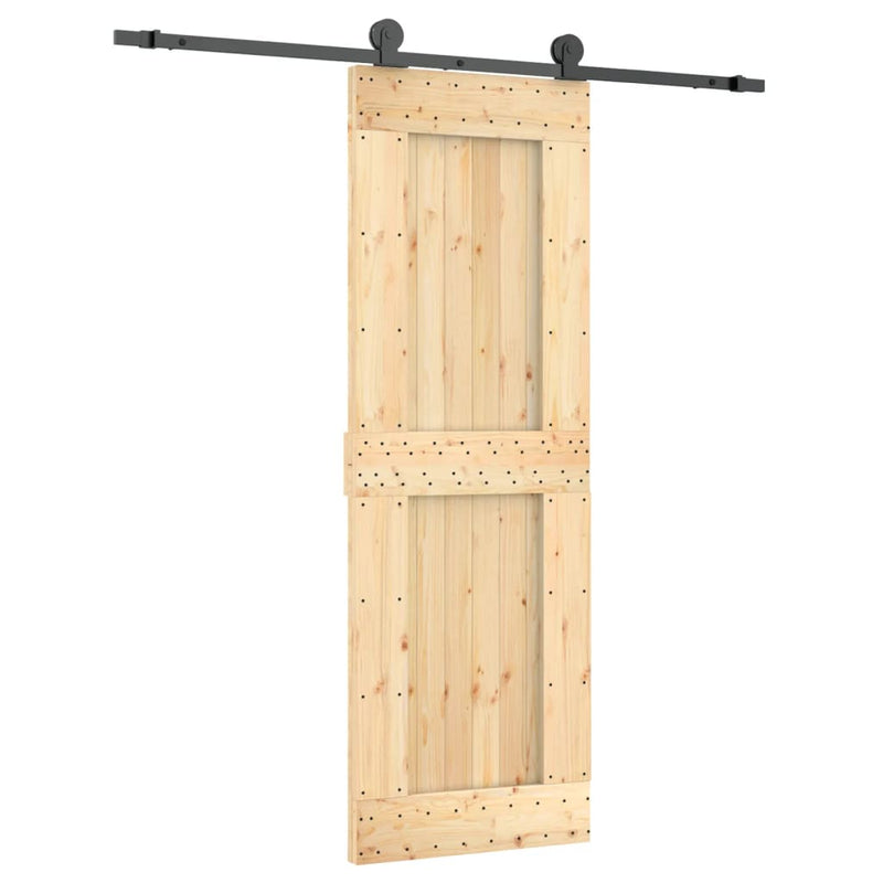 Sliding Door with Hardware Set 70x210 cm Solid Wood Pine