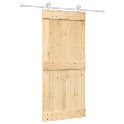 Sliding Door with Hardware Set 90x210 cm Solid Wood Pine