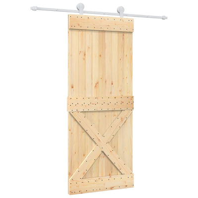 Sliding Door with Hardware Set 85x210 cm Solid Wood Pine