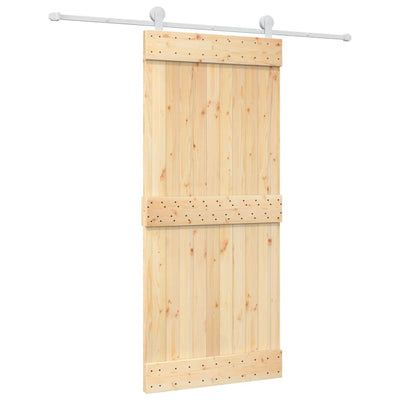 Sliding Door with Hardware Set 90x210 cm Solid Wood Pine