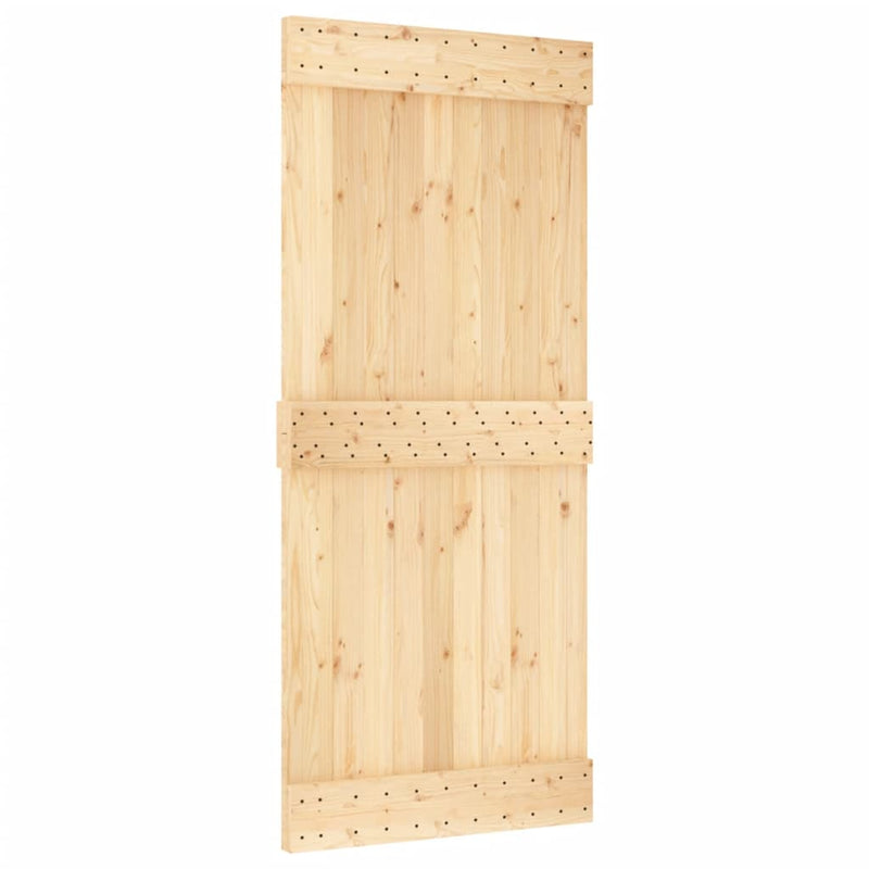 Sliding Door with Hardware Set 90x210 cm Solid Wood Pine