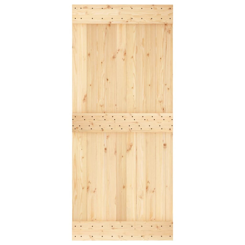 Sliding Door with Hardware Set 90x210 cm Solid Wood Pine