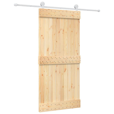 Sliding Door with Hardware Set 95x210 cm Solid Wood Pine