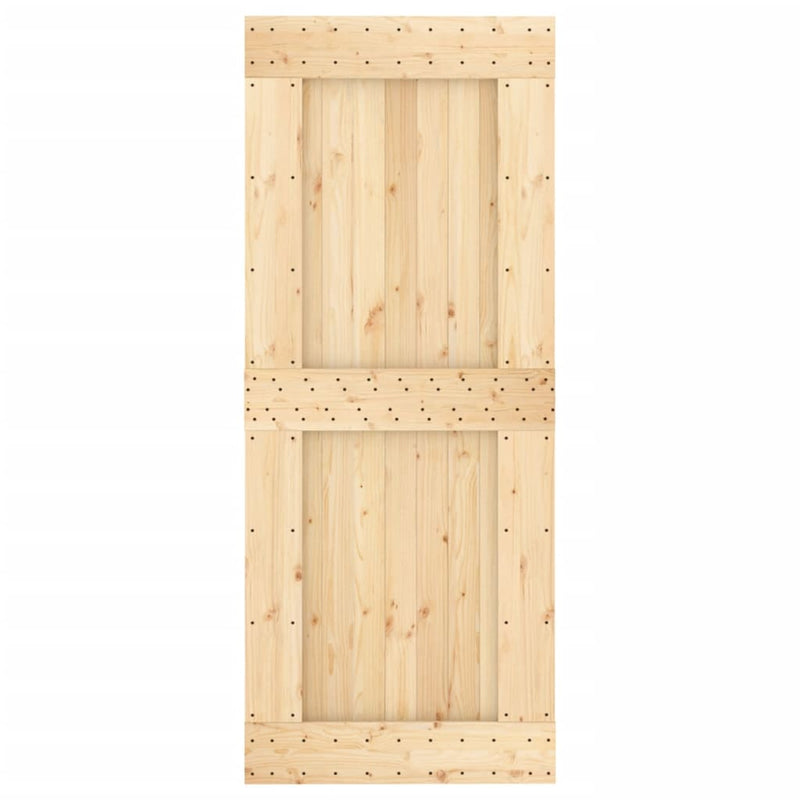 Sliding Door with Hardware Set 85x210 cm Solid Wood Pine