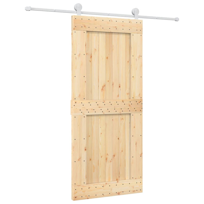 Sliding Door with Hardware Set 90x210 cm Solid Wood Pine