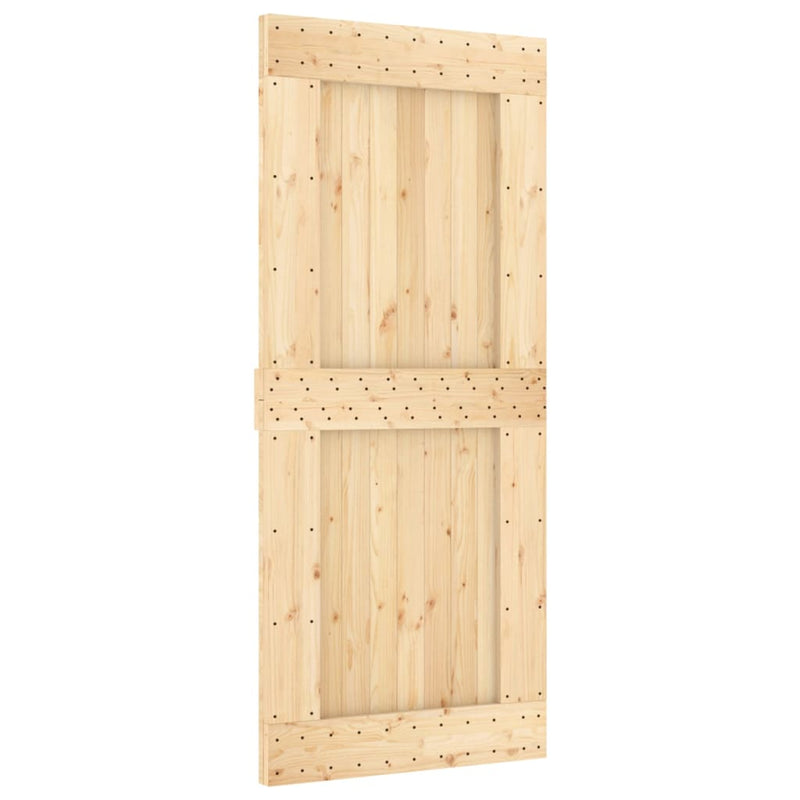 Sliding Door with Hardware Set 90x210 cm Solid Wood Pine