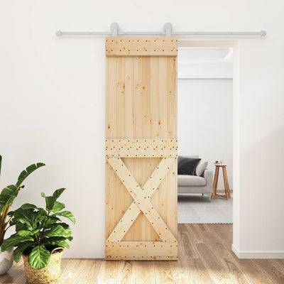 Sliding Door with Hardware Set 70x210 cm Solid Wood Pine