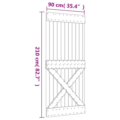 Sliding Door with Hardware Set 90x210 cm Solid Wood Pine