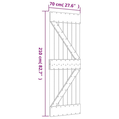 Sliding Door with Hardware Set 70x210 cm Solid Wood Pine