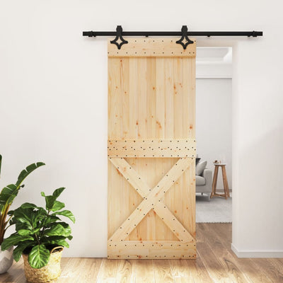 Sliding Door with Hardware Set 85x210 cm Solid Wood Pine