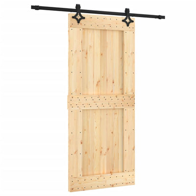 Sliding Door with Hardware Set 90x210 cm Solid Wood Pine