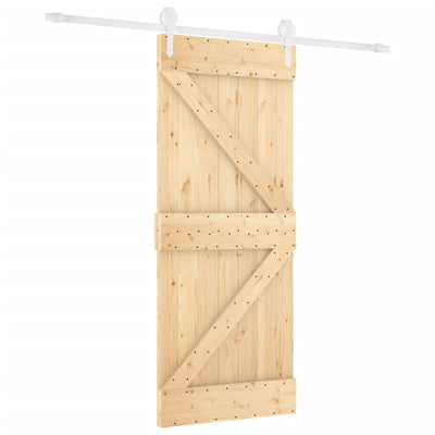 Sliding Door with Hardware Set 80x210 cm Solid Wood Pine