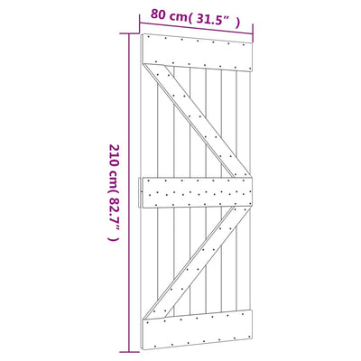 Sliding Door with Hardware Set 80x210 cm Solid Wood Pine