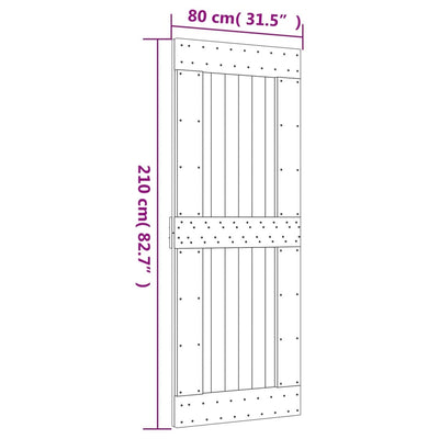 Sliding Door with Hardware Set 80x210 cm Solid Wood Pine