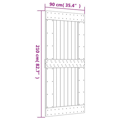 Sliding Door with Hardware Set 90x210 cm Solid Wood Pine