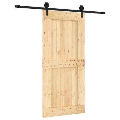 Sliding Door with Hardware Set 95x210 cm Solid Wood Pine