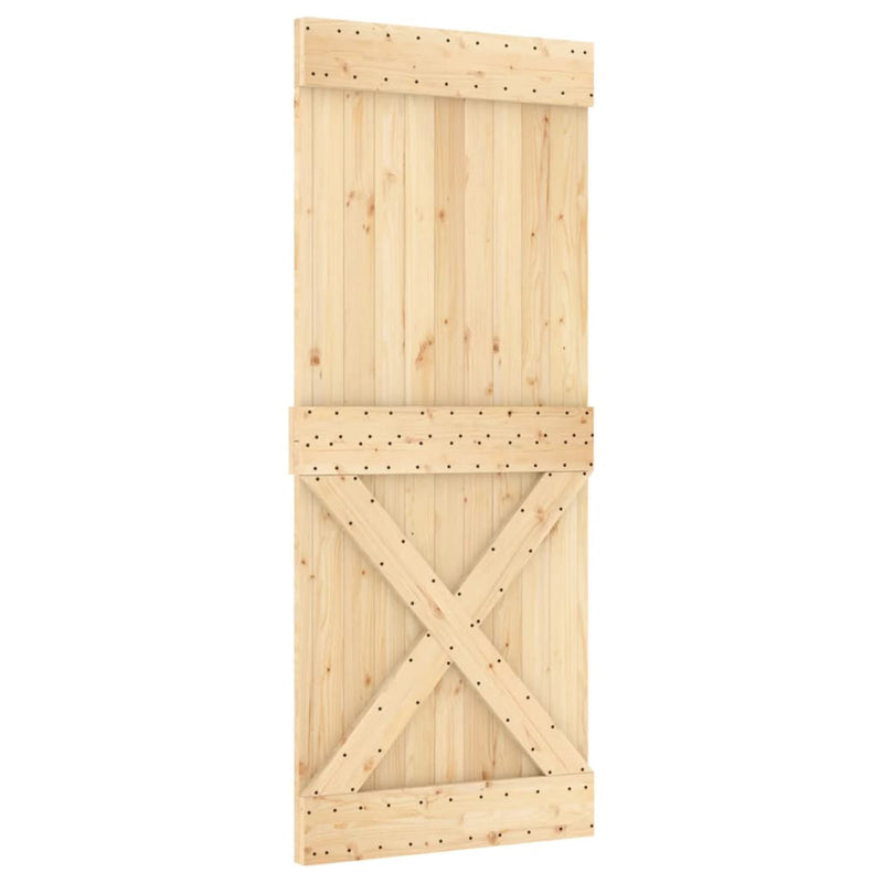 Sliding Door with Hardware Set 85x210 cm Solid Wood Pine