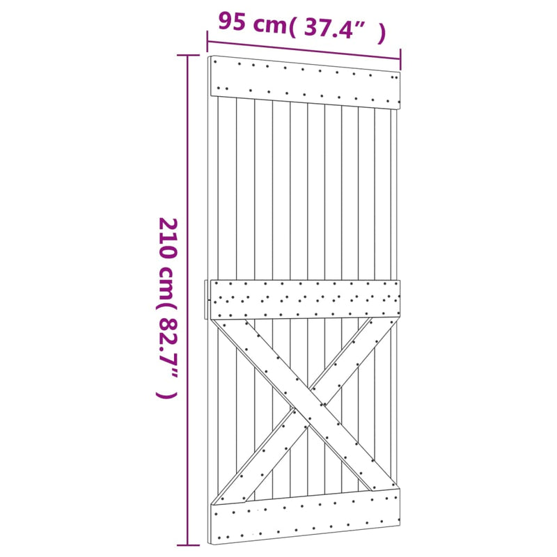 Sliding Door with Hardware Set 95x210 cm Solid Wood Pine