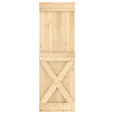 Sliding Door with Hardware Set 80x210 cm Solid Wood Pine