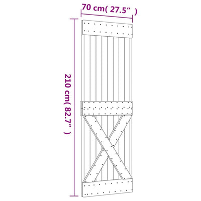 Sliding Door with Hardware Set 80x210 cm Solid Wood Pine