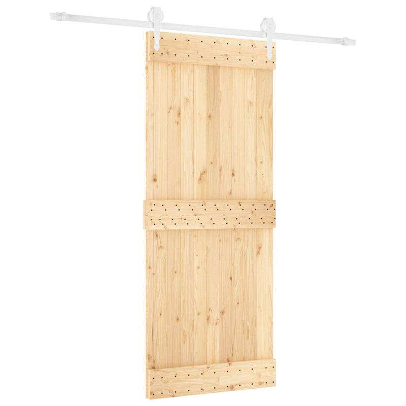 Sliding Door with Hardware Set 85x210 cm Solid Wood Pine