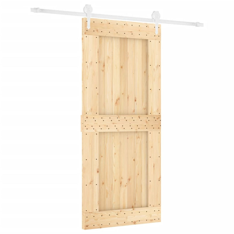 Sliding Door with Hardware Set 90x210 cm Solid Wood Pine