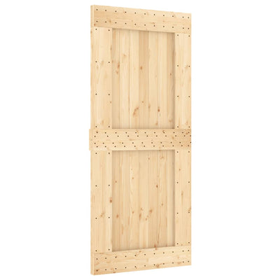 Sliding Door with Hardware Set 90x210 cm Solid Wood Pine