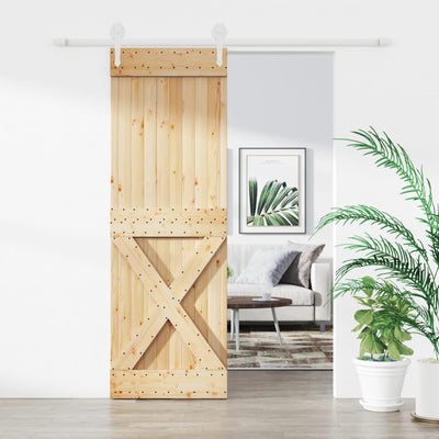 Sliding Door with Hardware Set 70x210 cm Solid Wood Pine