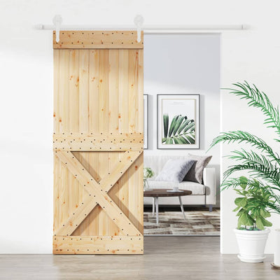 Sliding Door with Hardware Set 85x210 cm Solid Wood Pine