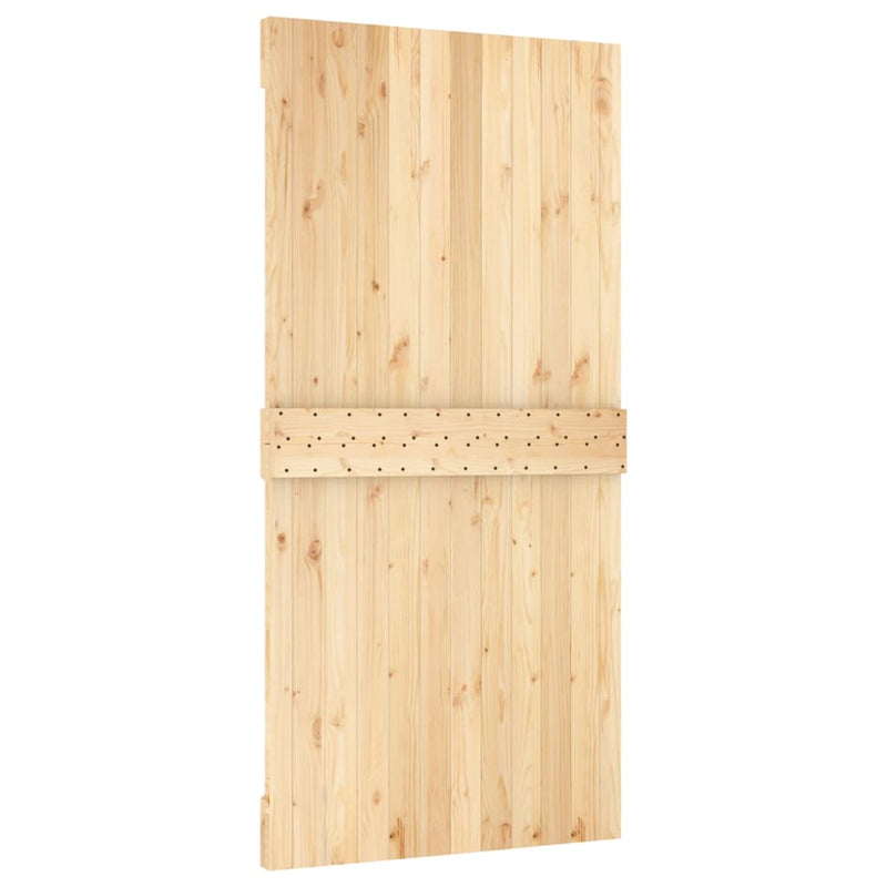 Sliding Door with Hardware Set 100x210 cm Solid Wood Pine