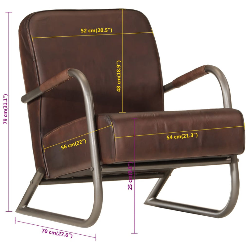 Sofa Chair Brown Real Leather