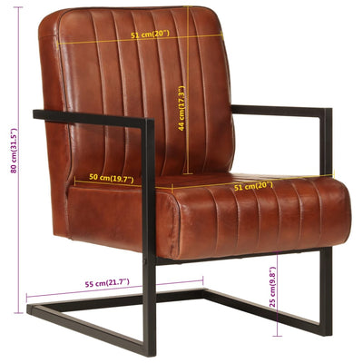 Sofa Chair Brown Real Leather