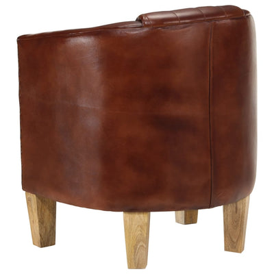 Tub Chair Brown Real Leather