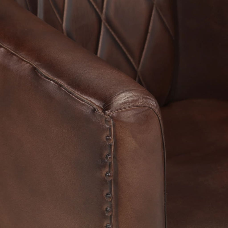 Tub Chair Light Brown Real Leather