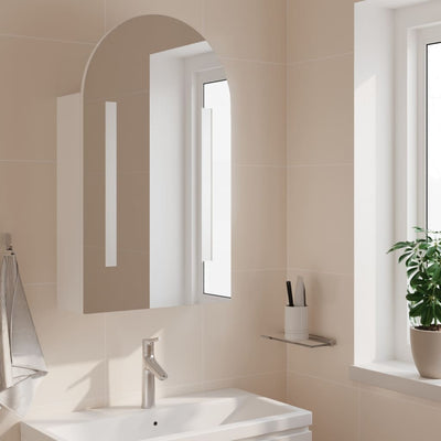 Bathroom Mirror Cabinet with LED Light Arched White 42x13x70 cm