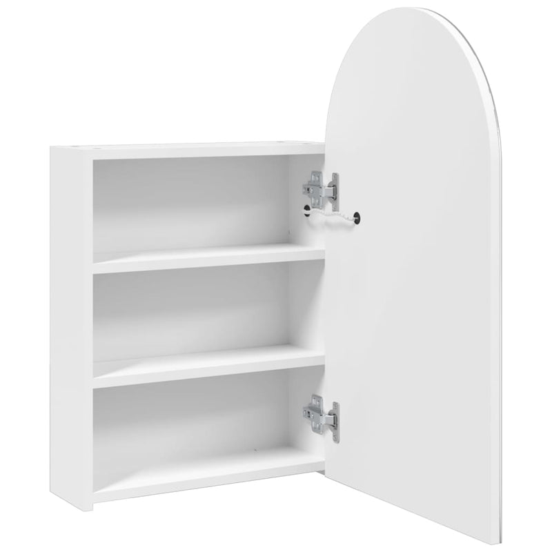 Bathroom Mirror Cabinet with LED Light Arched White 42x13x70 cm