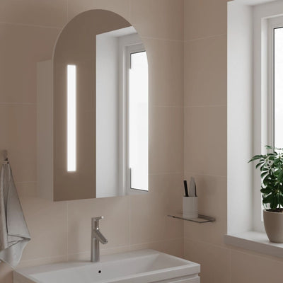 Bathroom Mirror Cabinet with LED Light Arched White 42x13x70 cm