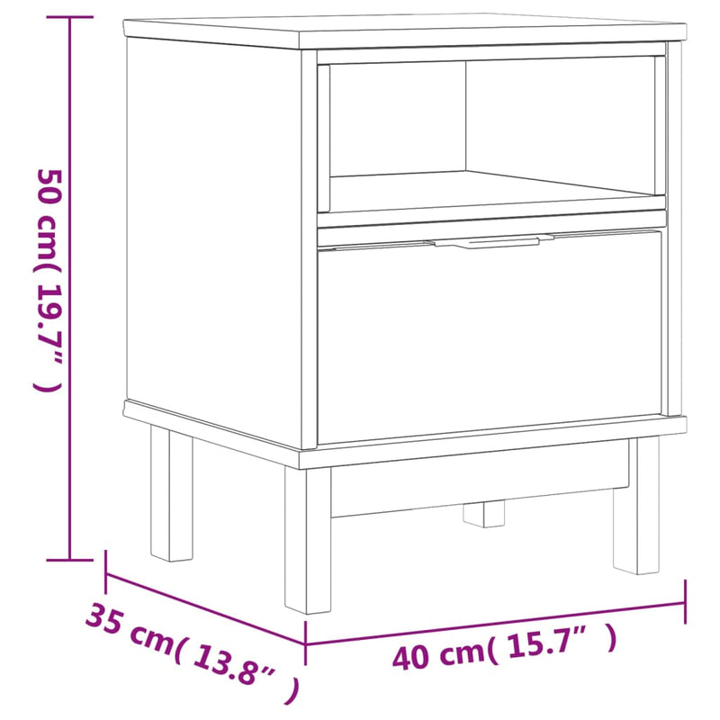 Bedside Cabinet FLAM 40x35x50 cm Solid Wood Pine