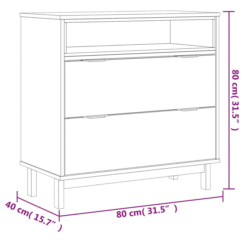 Drawer Cabinet FLAM 80x40x80 cm Solid Wood Pine