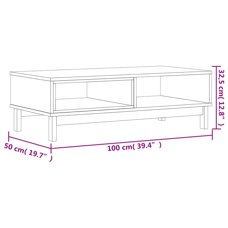 Coffee Table FLAM 100x50x32.5 cm Solid Wood Pine