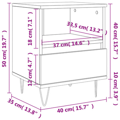 Bedside Cabinet White 40x35x50 cm Engineered Wood