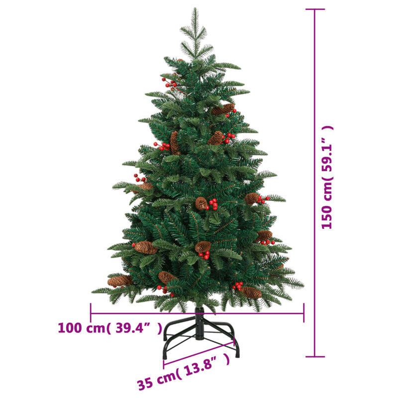 Artificial Hinged Christmas Tree with Cones and Berries 150 cm