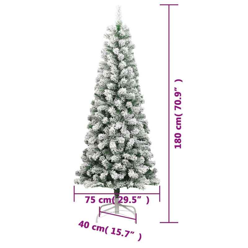 Artificial Hinged Christmas Tree with Flocked Snow 180 cm