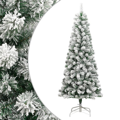 Artificial Hinged Christmas Tree with Flocked Snow 210 cm