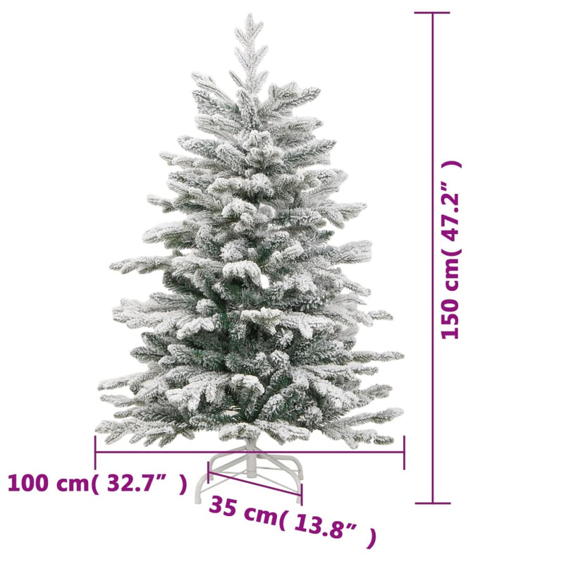 Artificial Hinged Christmas Tree with Flocked Snow 150 cm