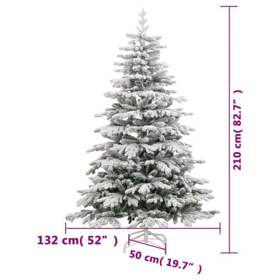 Artificial Hinged Christmas Tree with Flocked Snow 210 cm