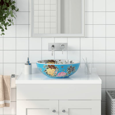 Countertop Basin Multicolour Round Φ41x14 cm Ceramic