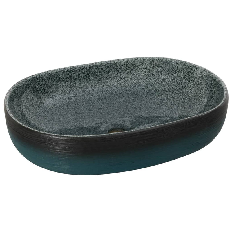 Countertop Basin Turquoise Oval 59x40x14 cm Ceramic