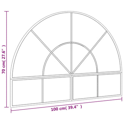 Wall Mirror Black 100x70 cm Arch Iron